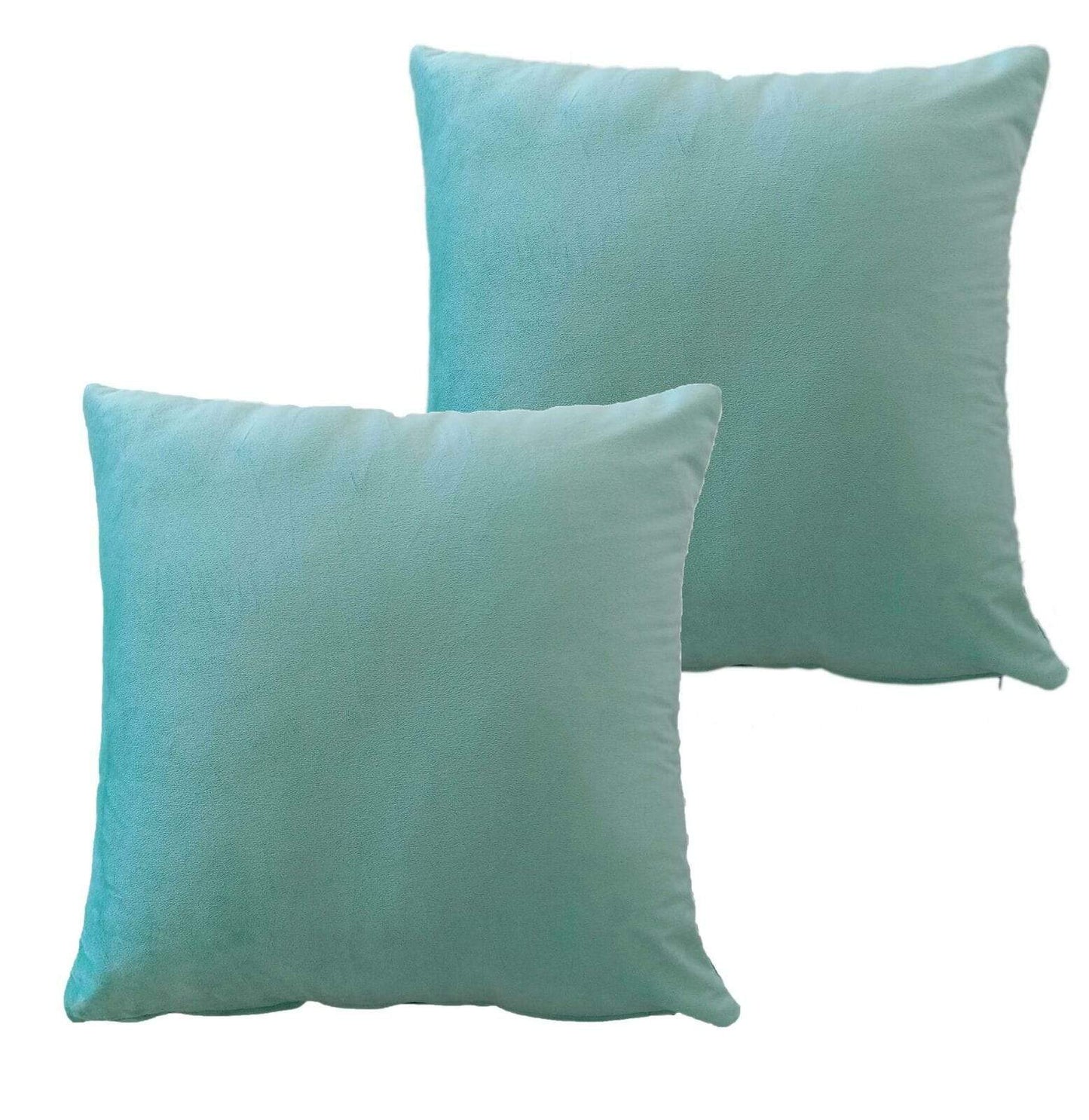 OLIVIA ROCCO Pack Of 2 Ultra-Soft Matte Velvet Cushion Covers 17x17 Inch Charcoal Silver Green Duck Egg Decorative Home Decor