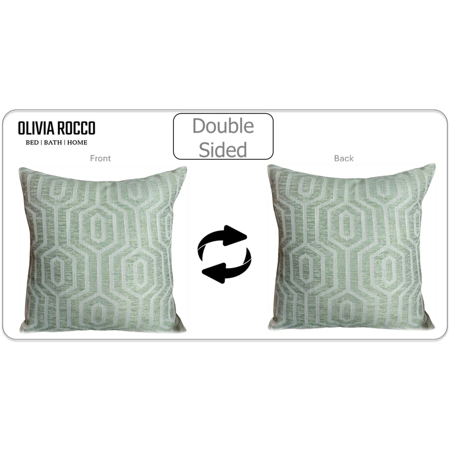 OLIVIA ROCCO Paris Cushion Covers Two Pack Modern Sage Green Decorative Square Scatter Cushions With Invisible Zipper For Sofa And Bed
