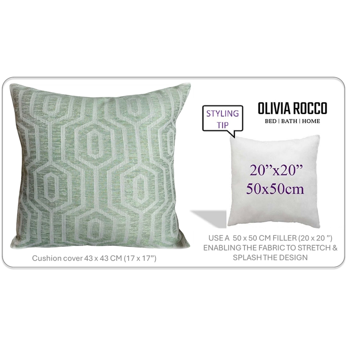 OLIVIA ROCCO Paris Cushion Covers Two Pack Modern Sage Green Decorative Square Scatter Cushions With Invisible Zipper For Sofa And Bed