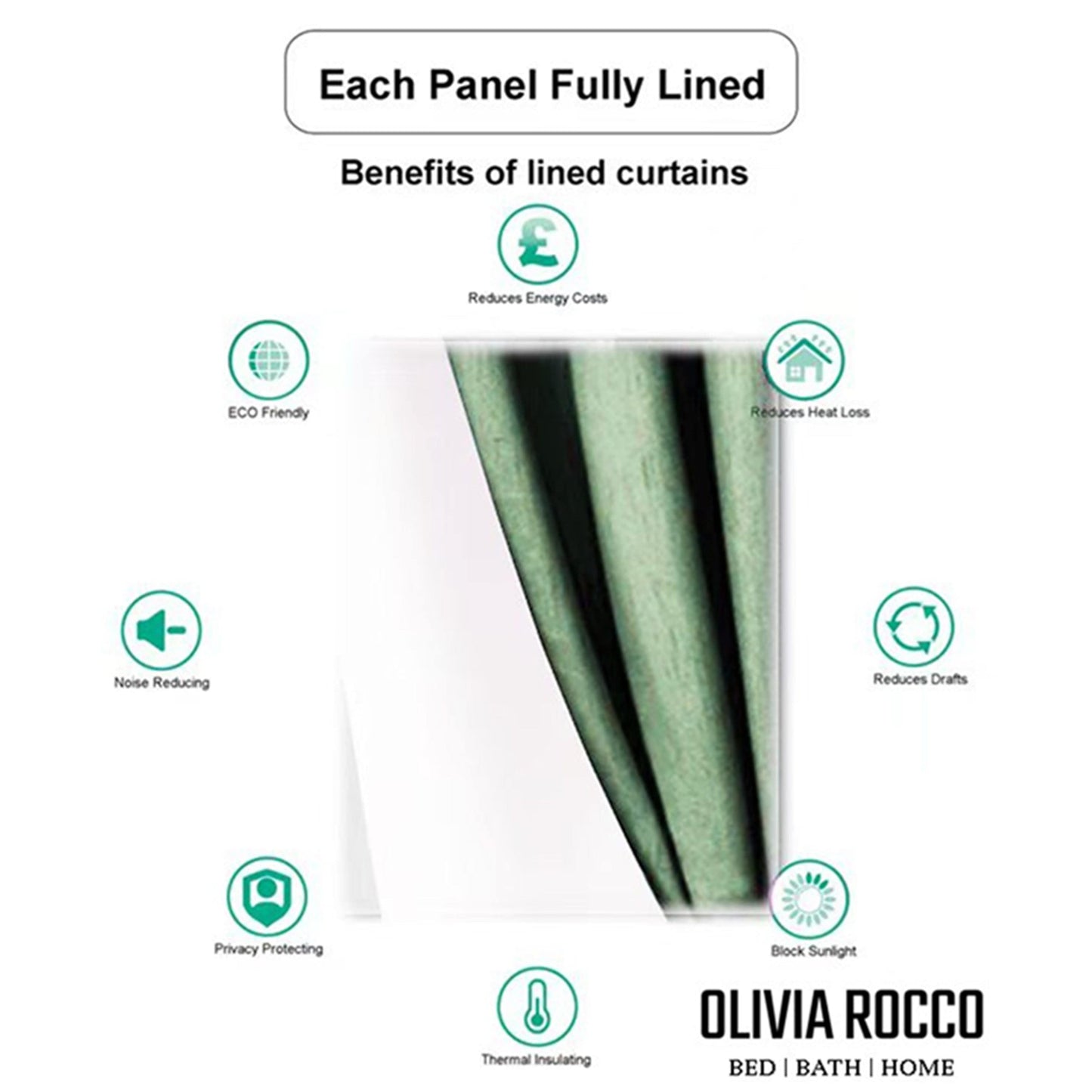 OLIVIA ROCCO Paris Eyelet Jacquard Curtains Sage Green Geometric Pattern Thermal Insulated Light Blocking For Bedroom Lounge