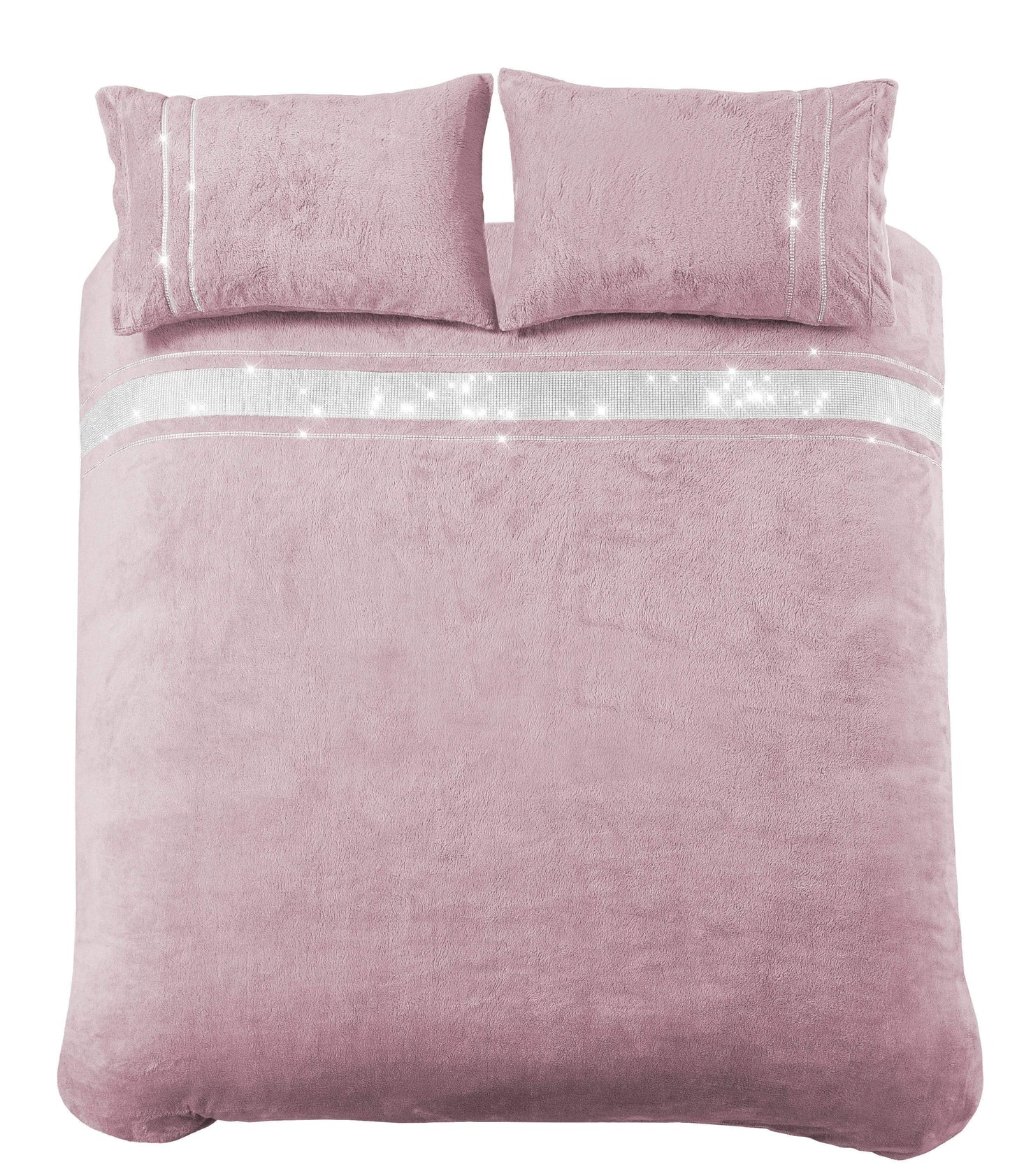 Paris Glitz Teddy Fleece Duvet Set Diamante Detailing Super Soft Faux Fur