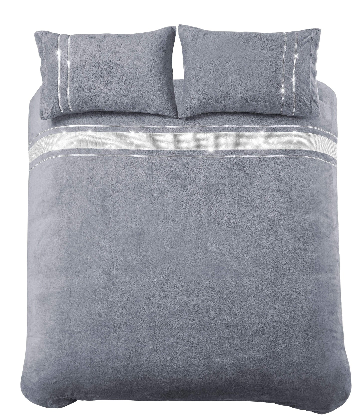 Paris Glitz Teddy Fleece Duvet Set Diamante Detailing Super Soft Faux Fur