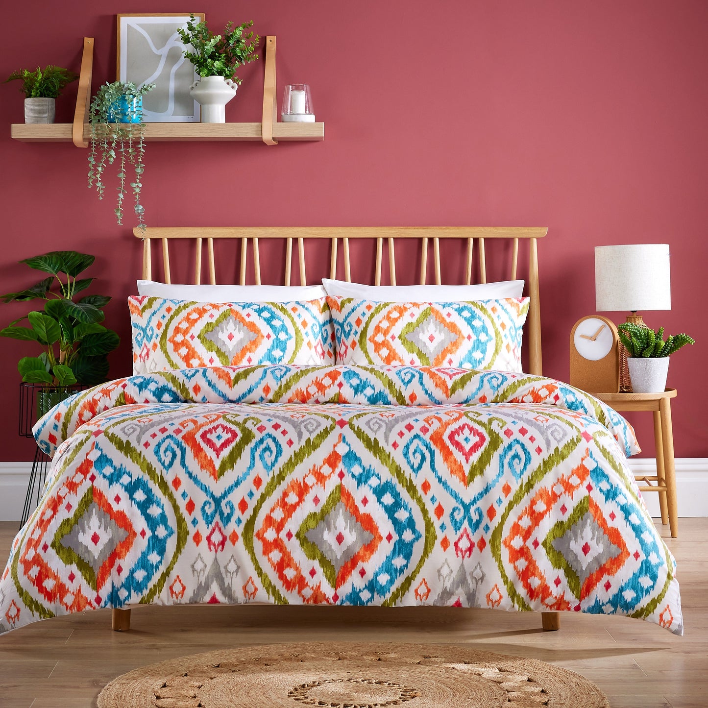 OLIVIA ROCCO Duvet Cover Set Peru-Inspired Ultra-Soft Cotton Blend With Matching Pillowcases, Vibrant Multi-Coloured Print, Single Double King Sizes