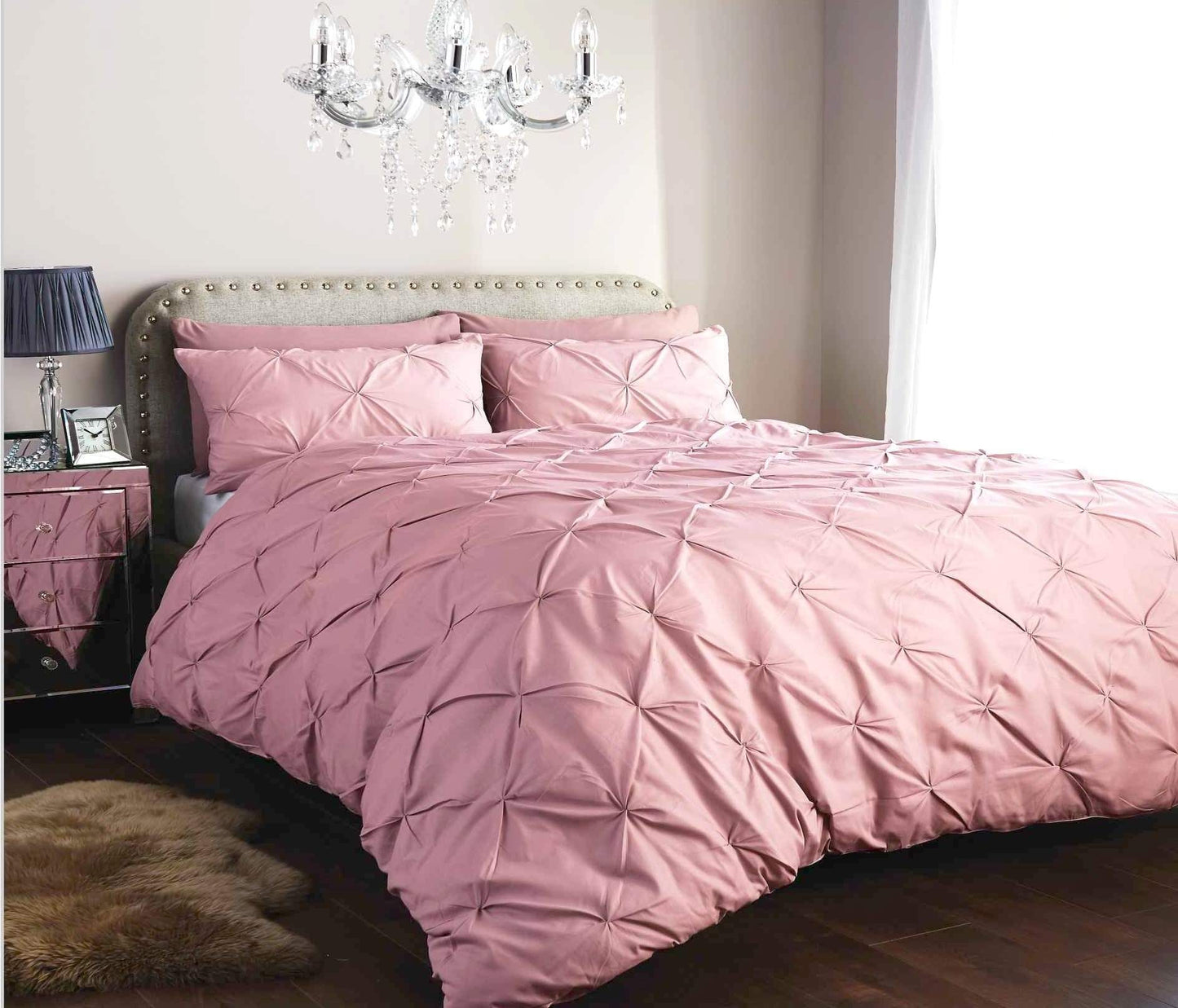 Pintuck Duvet Cover Set Cotton Rich Handmade Pinch Pleats