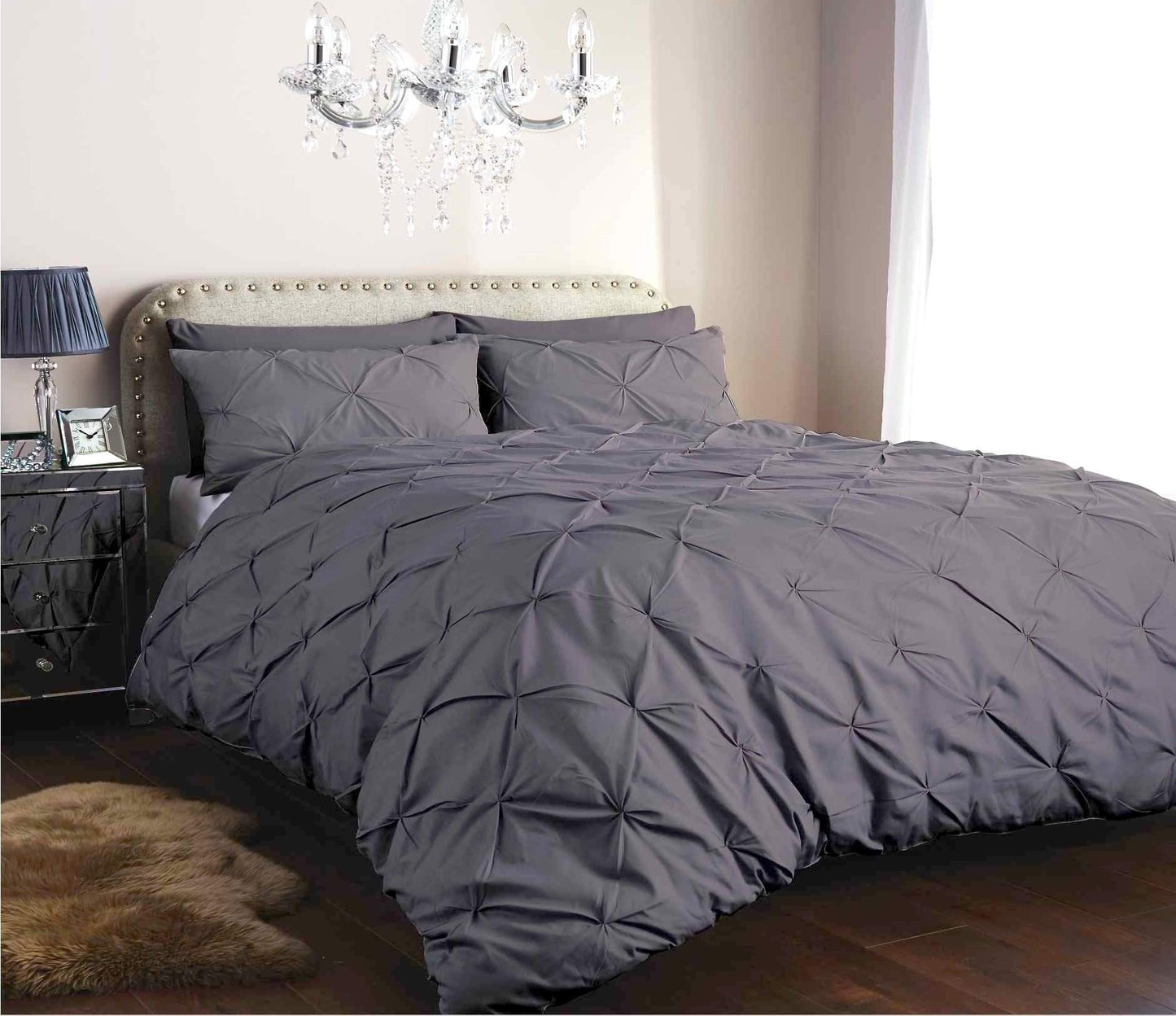 Pintuck Duvet Cover Set Cotton Rich Handmade Pinch Pleats