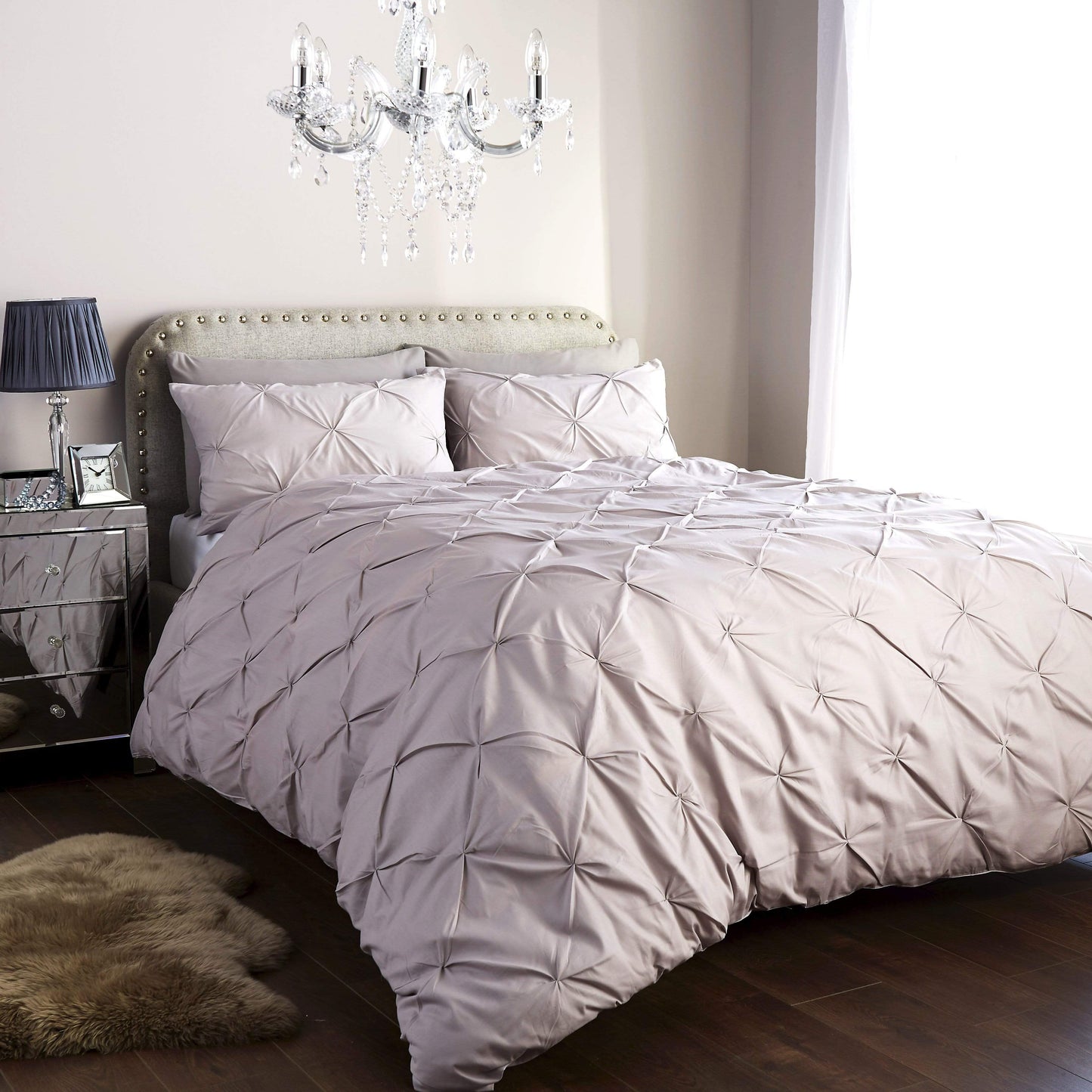 Pintuck Duvet Cover Set Cotton Rich Handmade Pinch Pleats