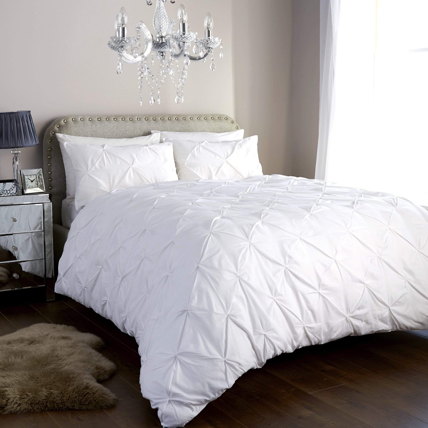 Pintuck Duvet Cover Set Cotton Rich Handmade Pinch Pleats