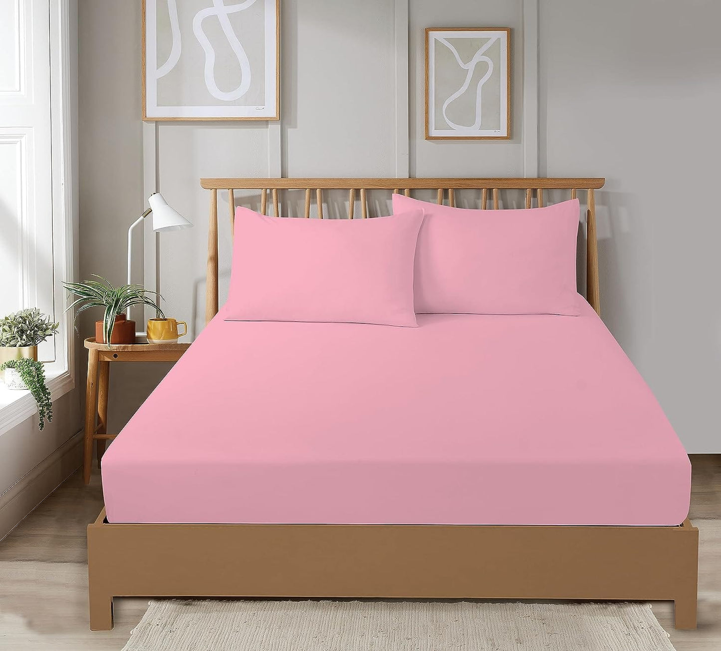 OLIVIA ROCCO Fitted Sheets, Plain Dye, Super Soft, Easy Care, Bed Linen Sets, Single to King, Three Quarter Sizes, Multiple Colours
