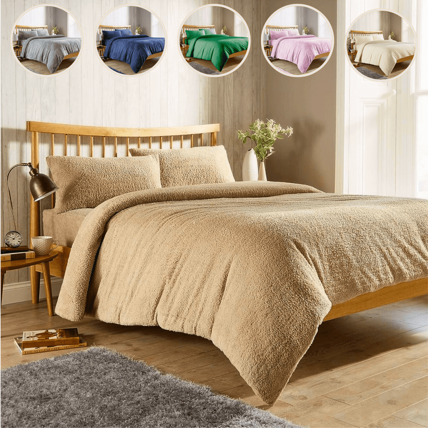 OLIVIA ROCCO Teddy Fleece Duvet Cover Set Premium Plush Ultra Cozy Winter Bedding All Season for Single Double King Super King