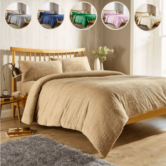 OLIVIA ROCCO Teddy Fleece Duvet Cover Set Premium Plush Ultra Cozy Winter Bedding All Season for Single Double King Super King