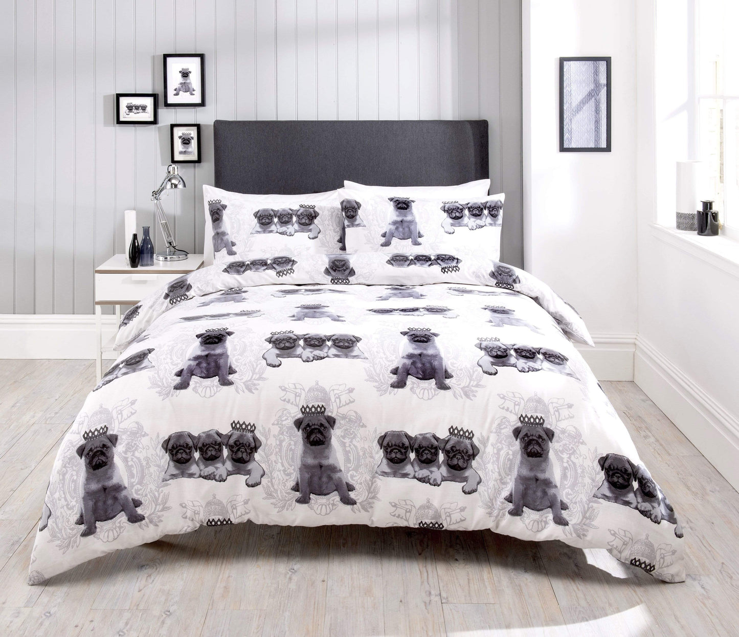 OLIVIA ROCCO Pugs Duvet Cover Set Cotton Rich Bedding With Bold Vibrant Colours Available In Single, Double And King Sizes