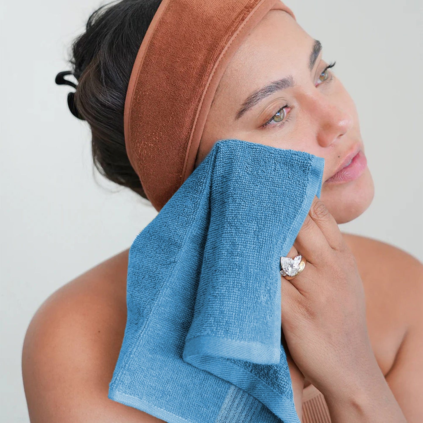 OLIVIA ROCCO Rhodes Towel Aqua 100 Percent Cotton Hotel Quality Soft Super Absorbent Hand Towels Sheets And Face Cloths Premium
