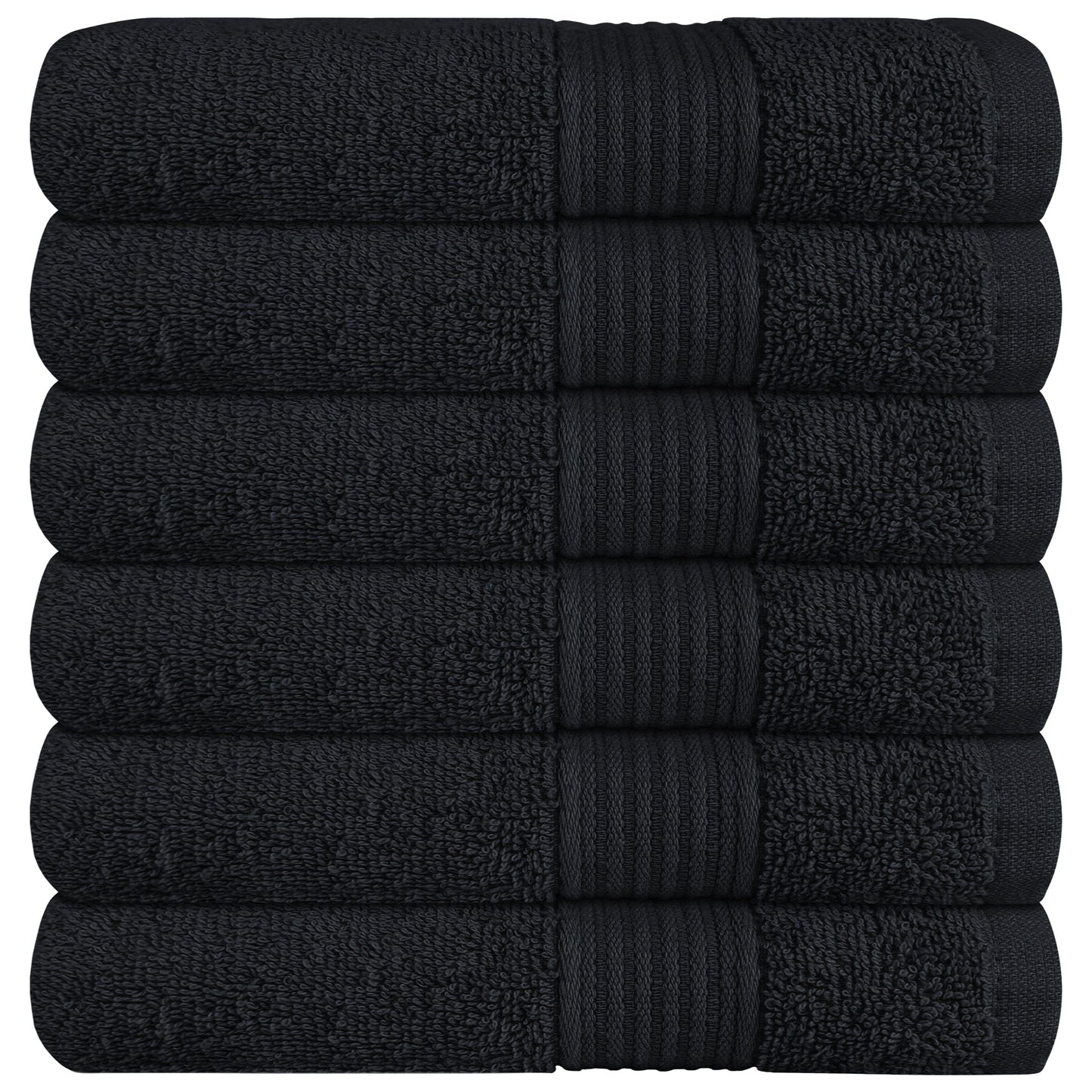 OLIVIA ROCCO Rhodes Towel Black 100 Percent Cotton Hotel Quality Super Absorbent Hand Towels Sheets Face Cloths Set Machine Washable