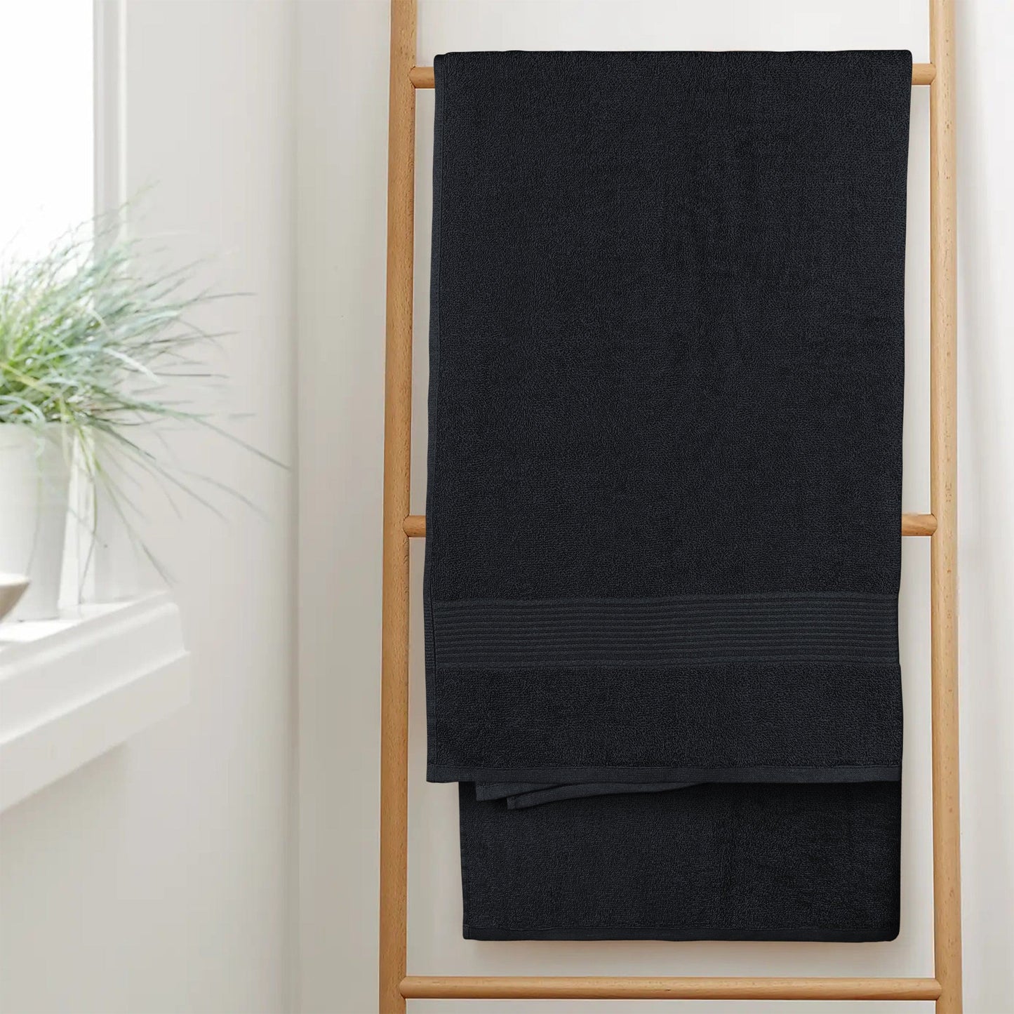 OLIVIA ROCCO Rhodes Towel Black 100 Percent Cotton Hotel Quality Super Absorbent Hand Towels Sheets Face Cloths Set Machine Washable
