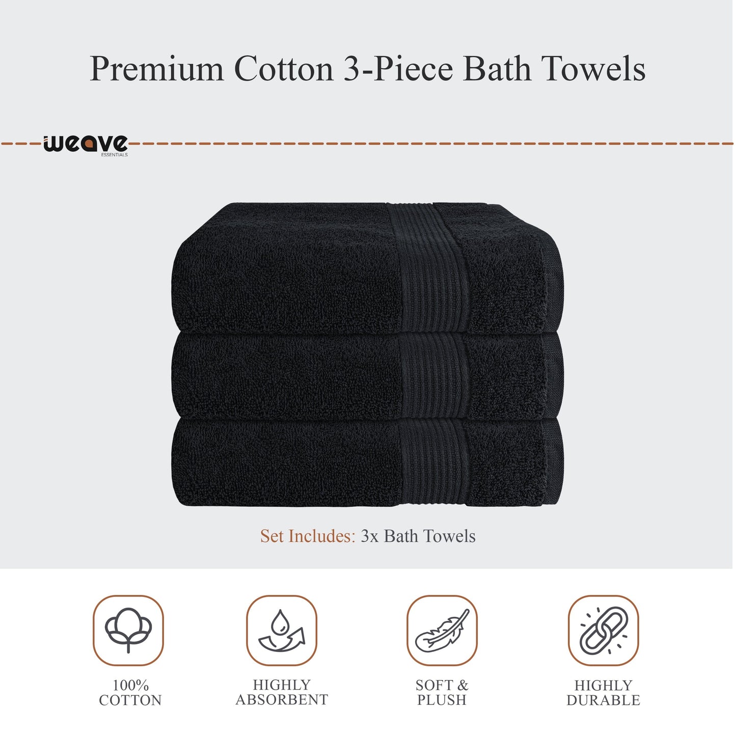 OLIVIA ROCCO Rhodes Towel Black 100 Percent Cotton Hotel Quality Super Absorbent Hand Towels Sheets Face Cloths Set Machine Washable
