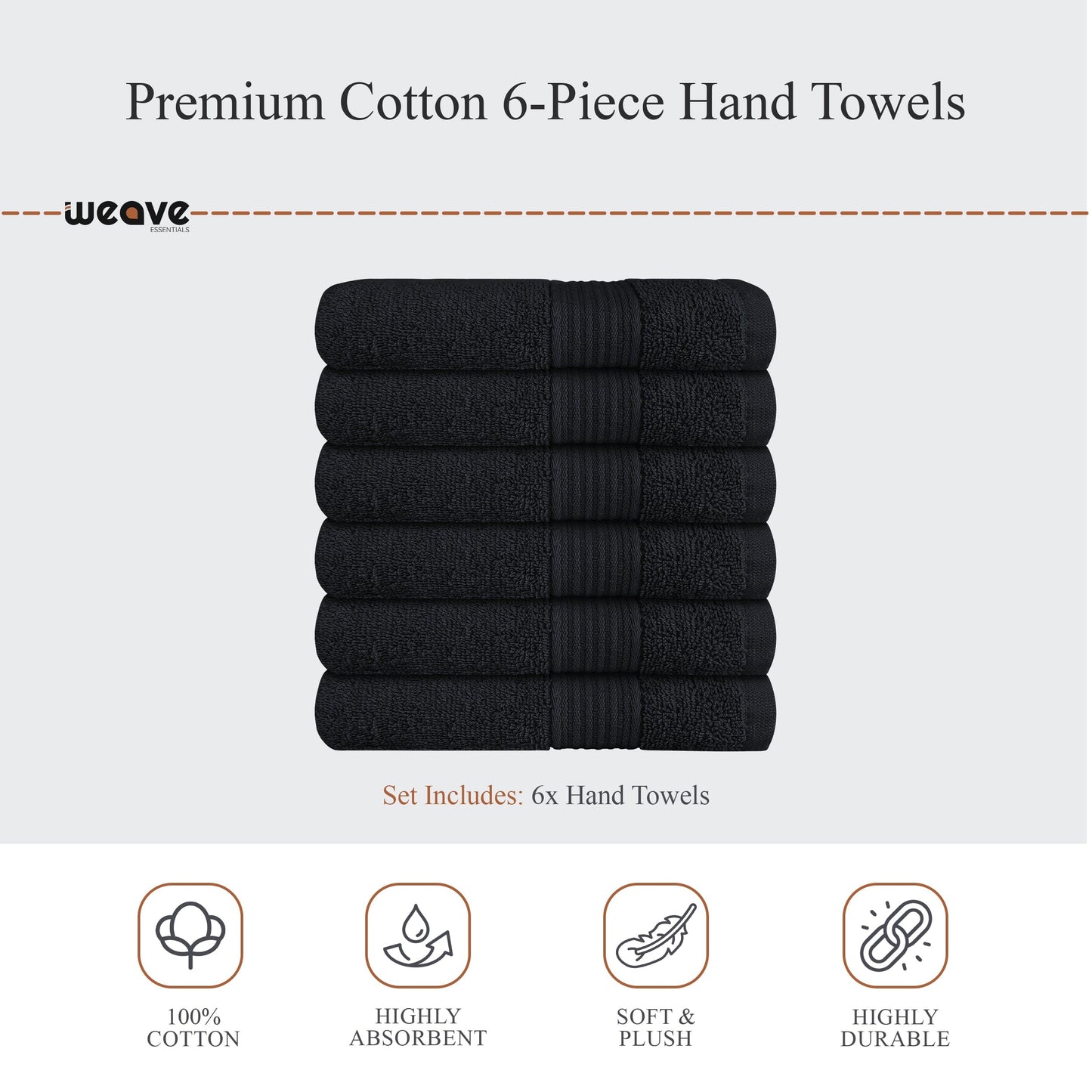 OLIVIA ROCCO Rhodes Towel Black 100 Percent Cotton Hotel Quality Super Absorbent Hand Towels Sheets Face Cloths Set Machine Washable