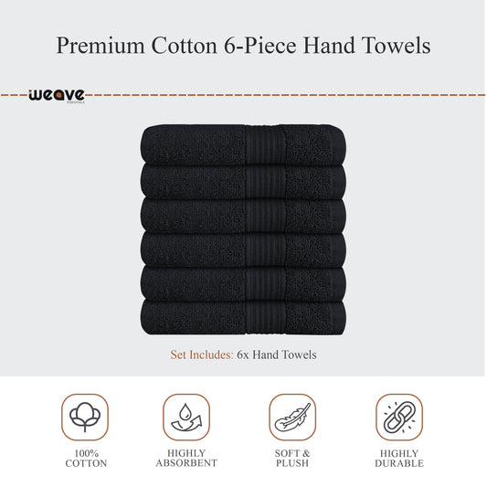 OLIVIA ROCCO Rhodes Towel Black 100 Percent Cotton Hotel Quality Super Absorbent Hand Towels Sheets Face Cloths Set Machine Washable