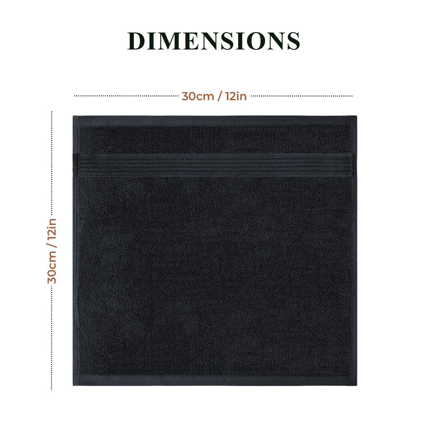 OLIVIA ROCCO Rhodes Towel Black 100 Percent Cotton Hotel Quality Super Absorbent Hand Towels Sheets Face Cloths Set Machine Washable