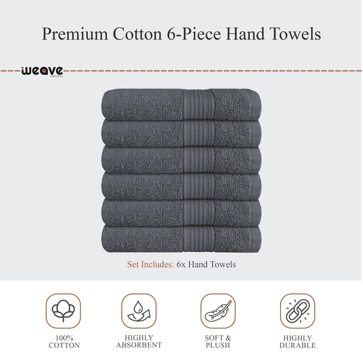 OLIVIA ROCCO Rhodes Towel Grey 100 Percent Cotton Hotel Quality Soft Super Absorbent Hand Bath Towels Sheets Face Cloths Set Includes Washcloths