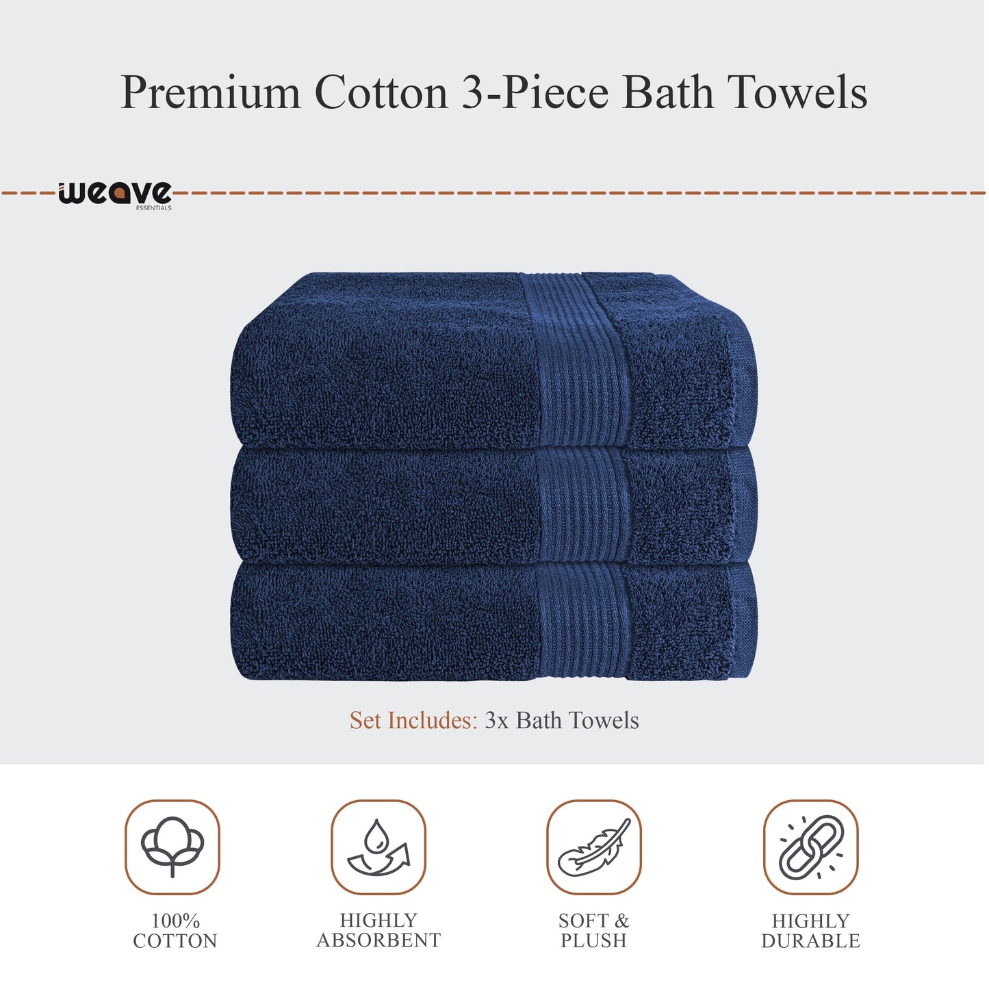 OLIVIA ROCCO Rhodes Towel Royal Blue 100% Cotton Hotel Quality Soft Super Absorbent Hand Bath Towels Sheets And Face Cloths