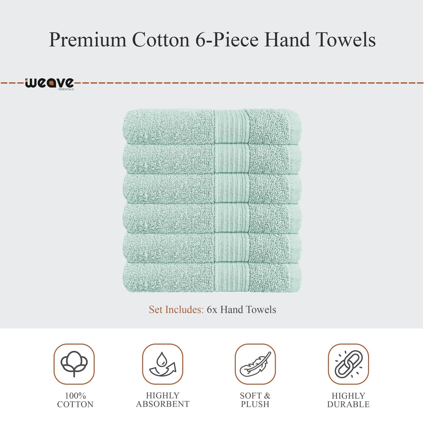 OLIVIA ROCCO Rhodes Towel Seafoam 100 Percent Cotton Hotel Quality Soft Super Absorbent Hand Towels Sheets And Face Cloths