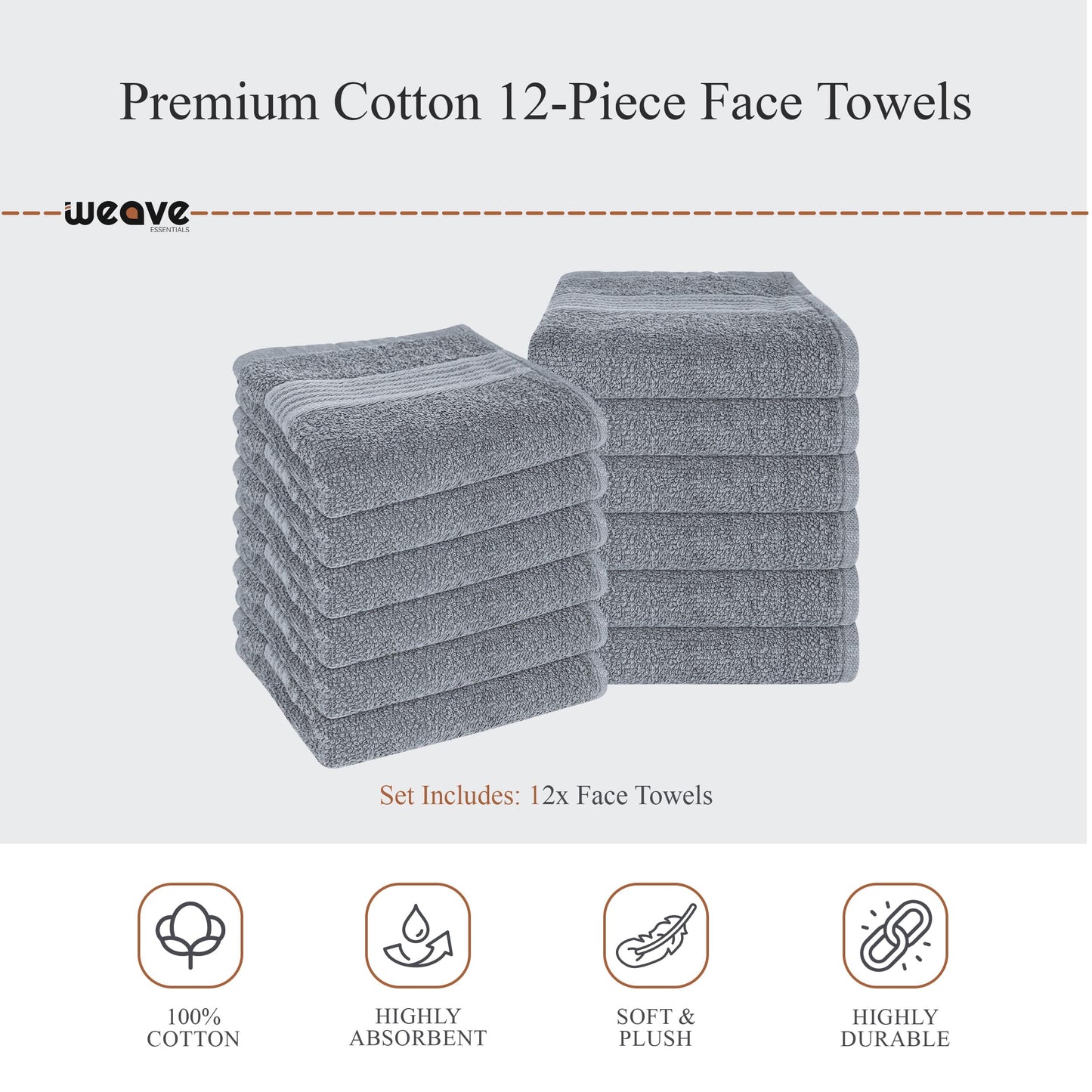 OLIVIA ROCCO Rhodes Towel Silver 100 Percent Cotton Hotel Quality Soft And Ultra Absorbent Hand Bath Towels Sheets And Face Cloths Set