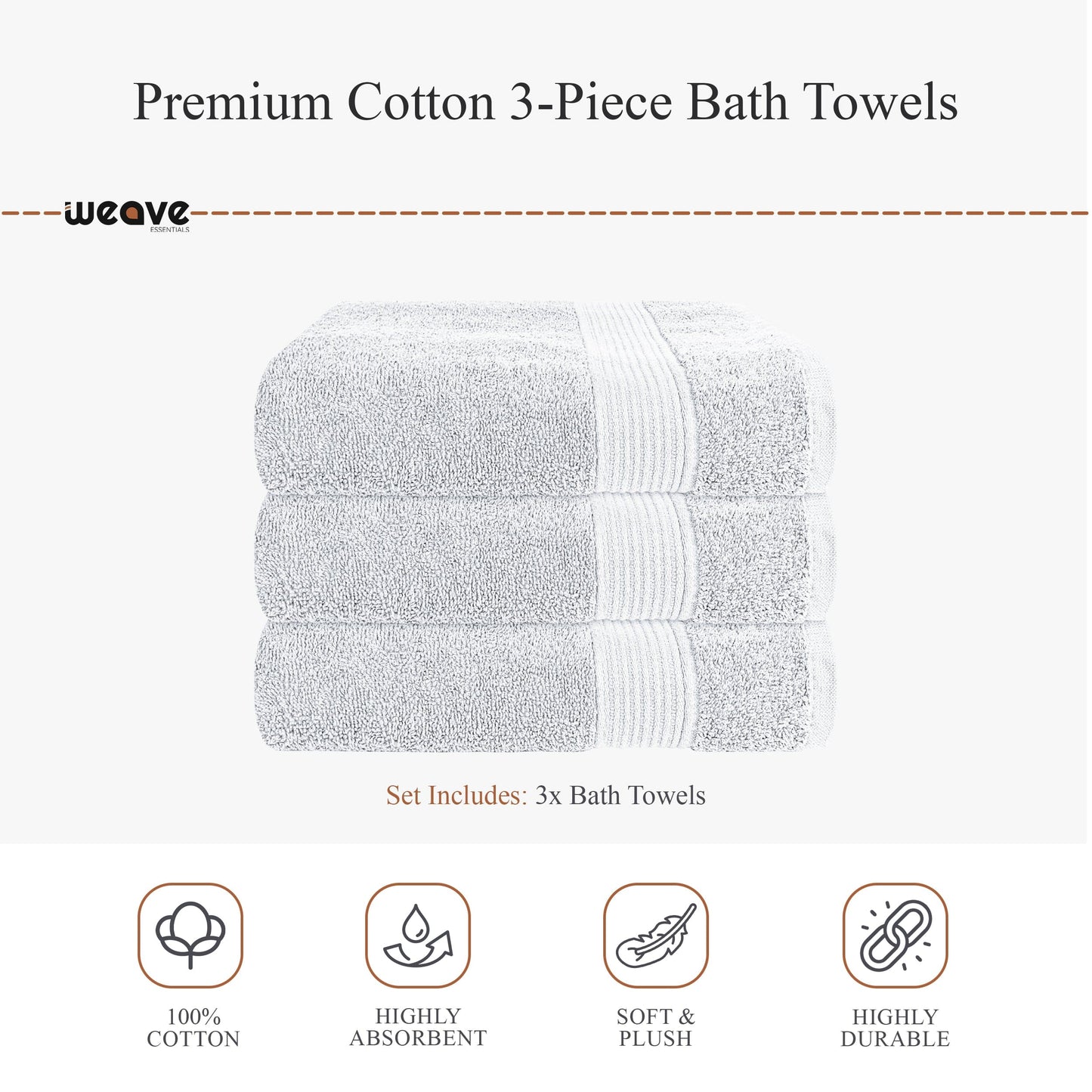 OLIVIA ROCCO Rhodes Towel White 100% Cotton Hotel Quality Soft Super Absorbent Hand Bath Towels Sheets And Face Cloths Set