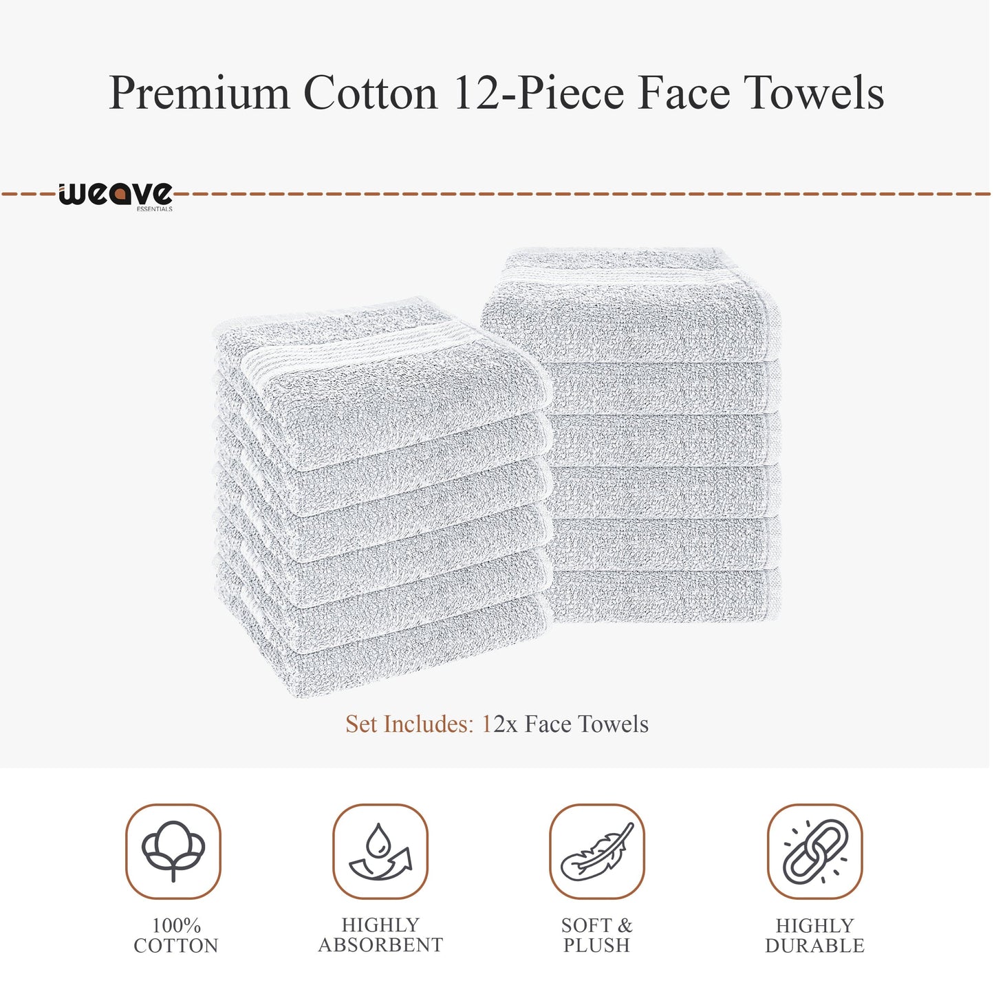 OLIVIA ROCCO Rhodes Towel White 100% Cotton Hotel Quality Soft Super Absorbent Hand Bath Towels Sheets And Face Cloths Set