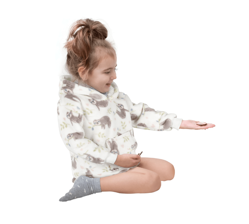 OLIVIA ROCCO Daisy Dreamer Kids Hoodie Blanket Safari Sloth Wearable Sweatshirt For Toddlers 0-4 Unisex With Kangaroo Pocket And Soft Fleece Lining