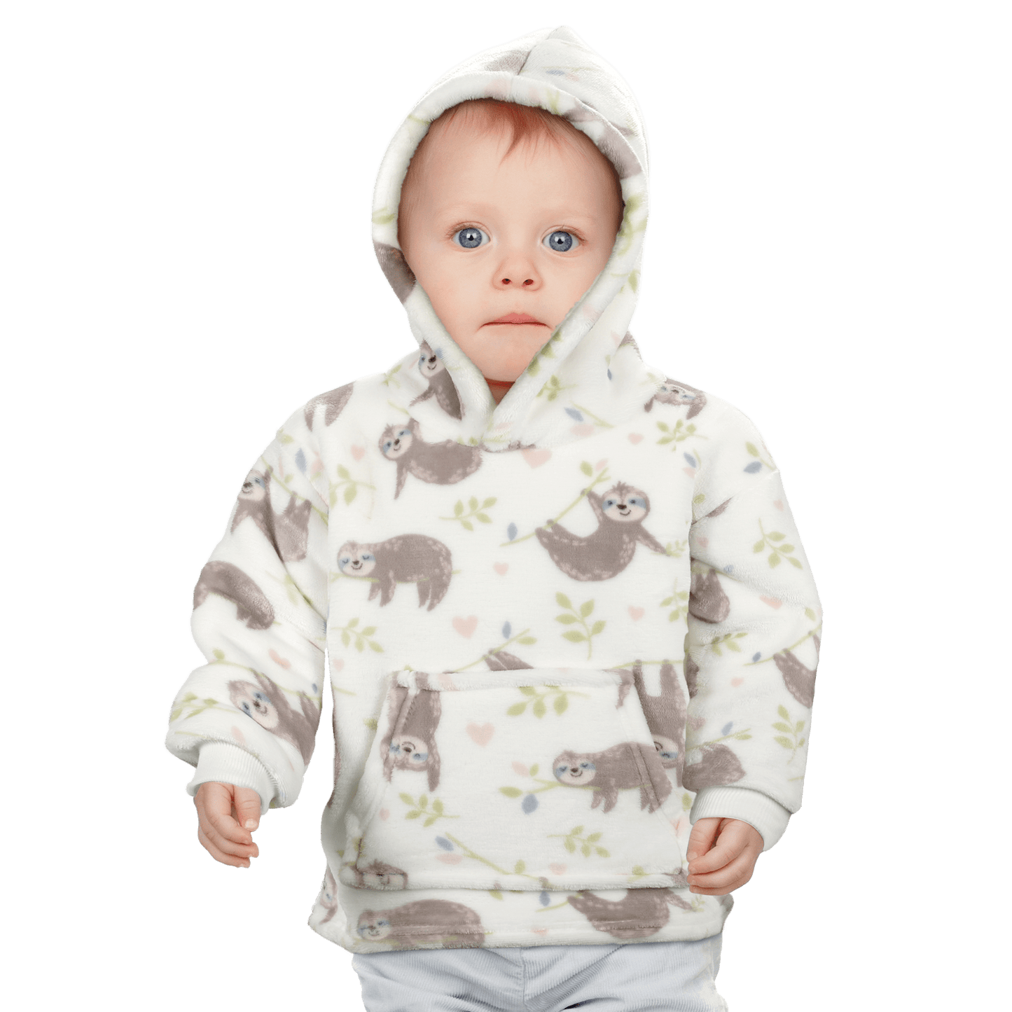 OLIVIA ROCCO Daisy Dreamer Kids Hoodie Blanket Safari Sloth Wearable Sweatshirt For Toddlers 0-4 Unisex With Kangaroo Pocket And Soft Fleece Lining