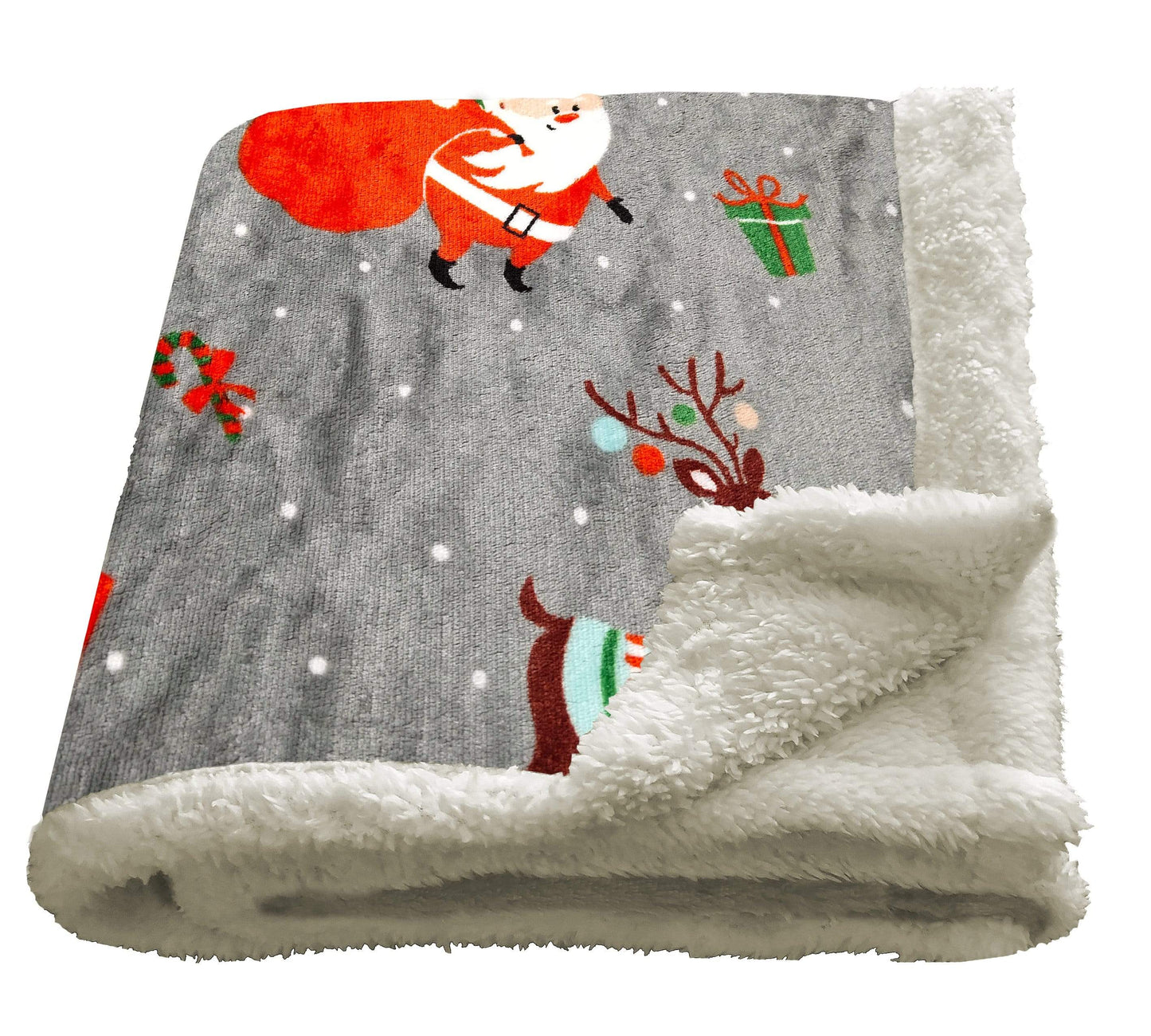 OLIVIA ROCCO Duvet Set Santa Christmas Presents Reversible Teddy Fleece Soft Warm With Faux Fur Bedding OEKO TEX Certified
