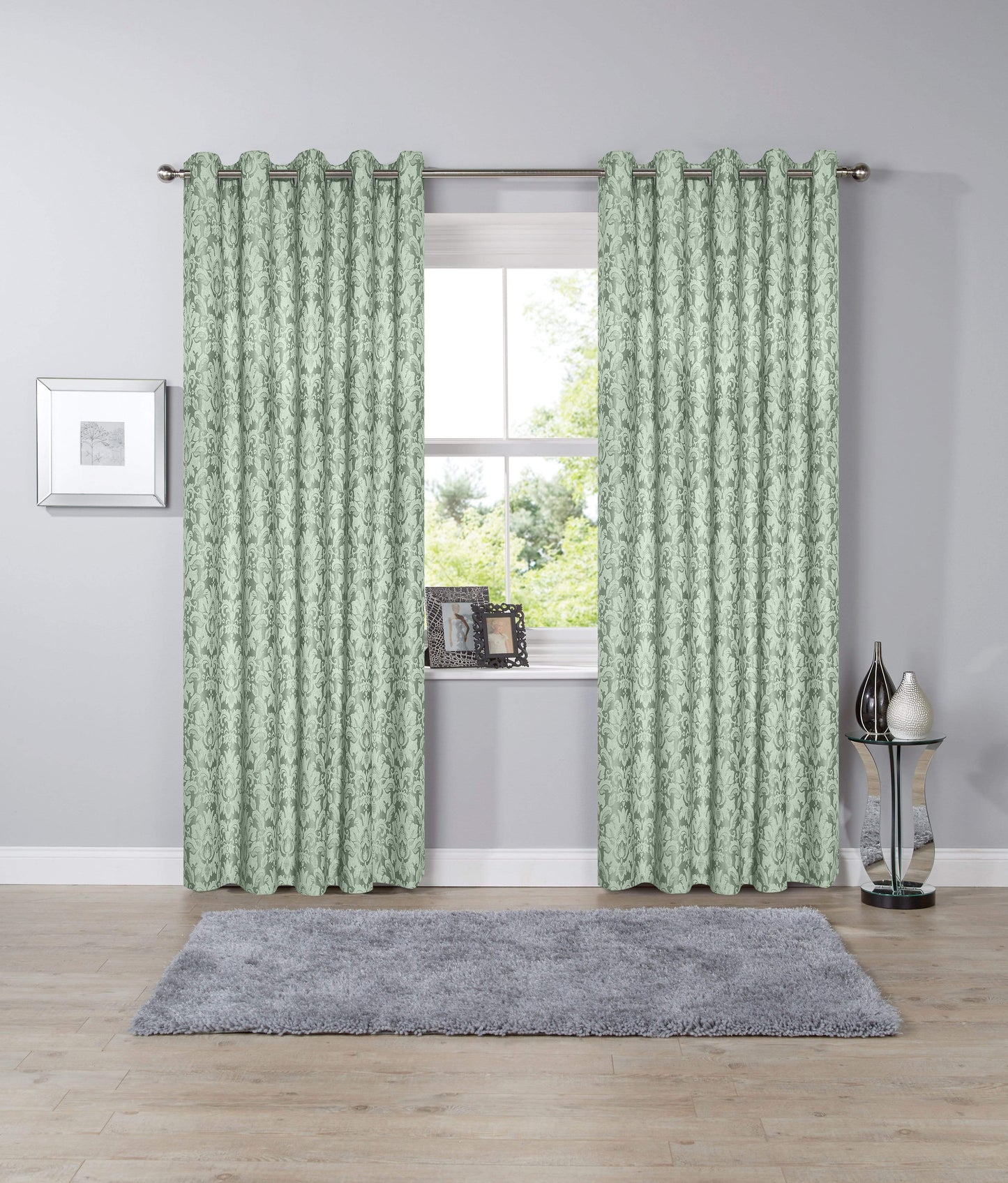 Savoy Hand Woven Jacquard Curtains Cotton Blend Eyelet Ring Top