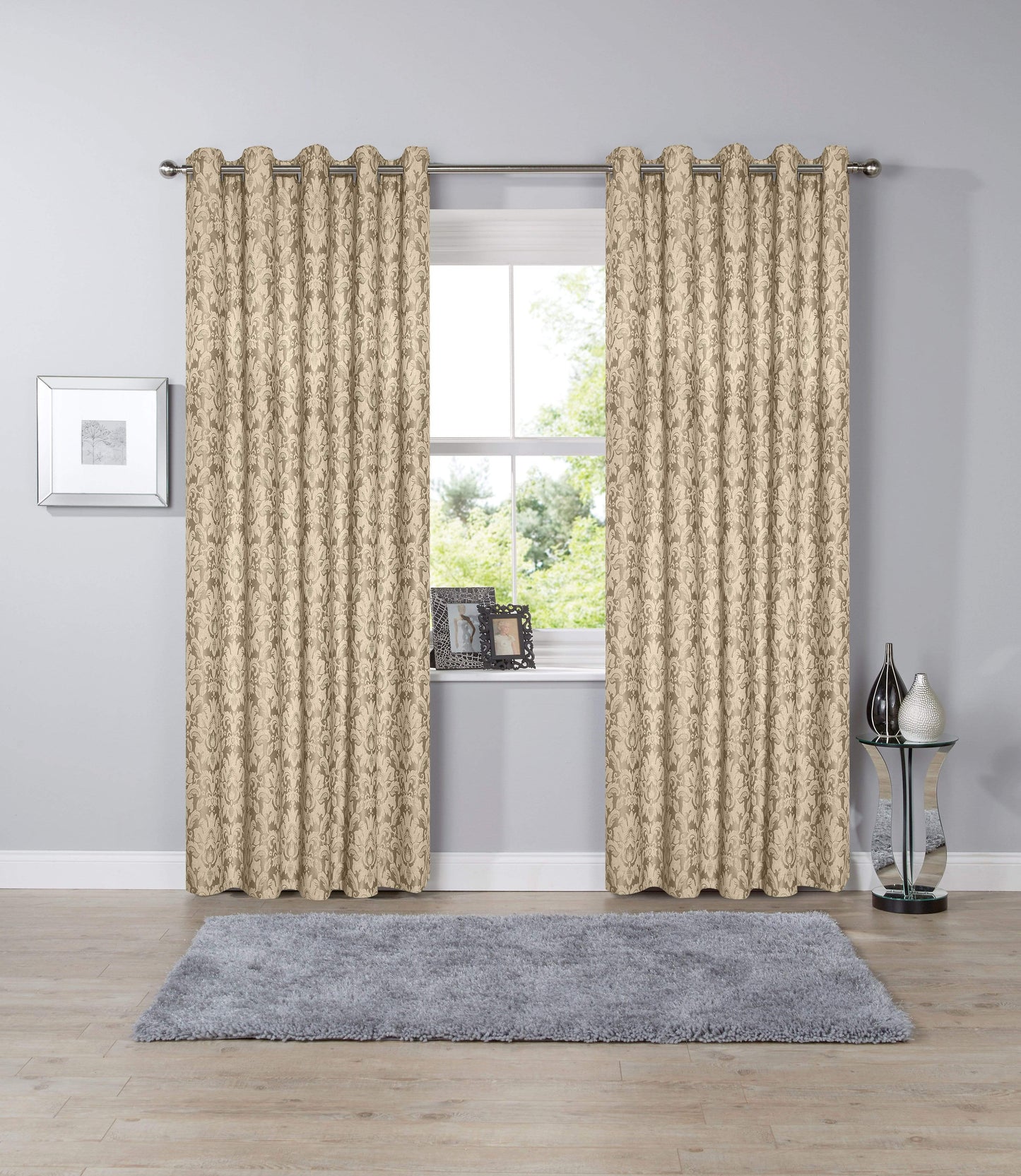 Savoy Hand Woven Jacquard Curtains Cotton Blend Eyelet Ring Top