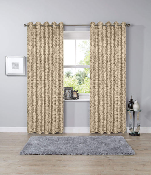Savoy Hand Woven Jacquard Curtains Cotton Blend Eyelet Ring Top
