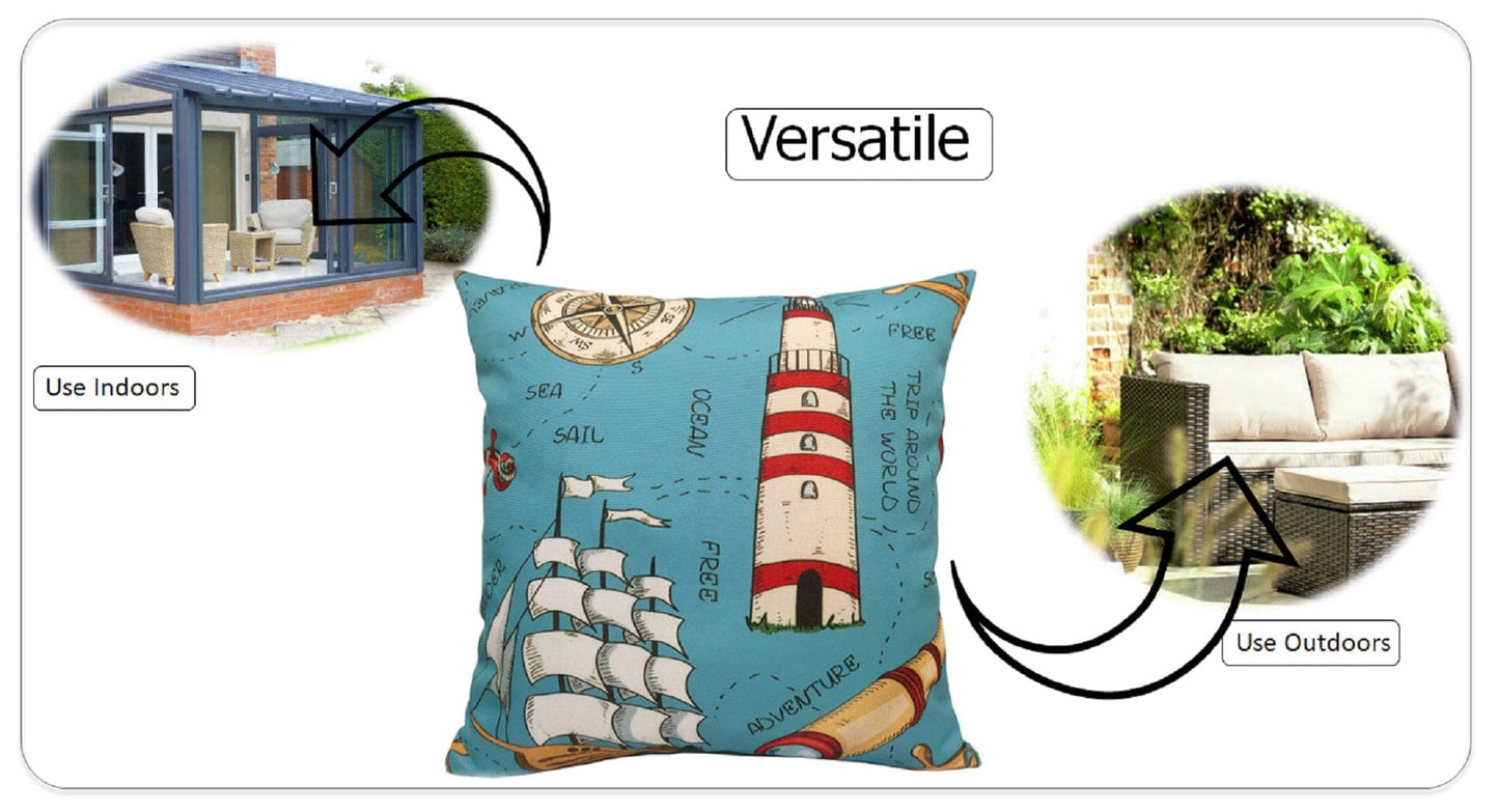 OLIVIA ROCCO Water Resistant 17 X 17 Inches Patio Garden Cushion Covers Seaside Coastal Style Indoor Outdoor Use Decorative