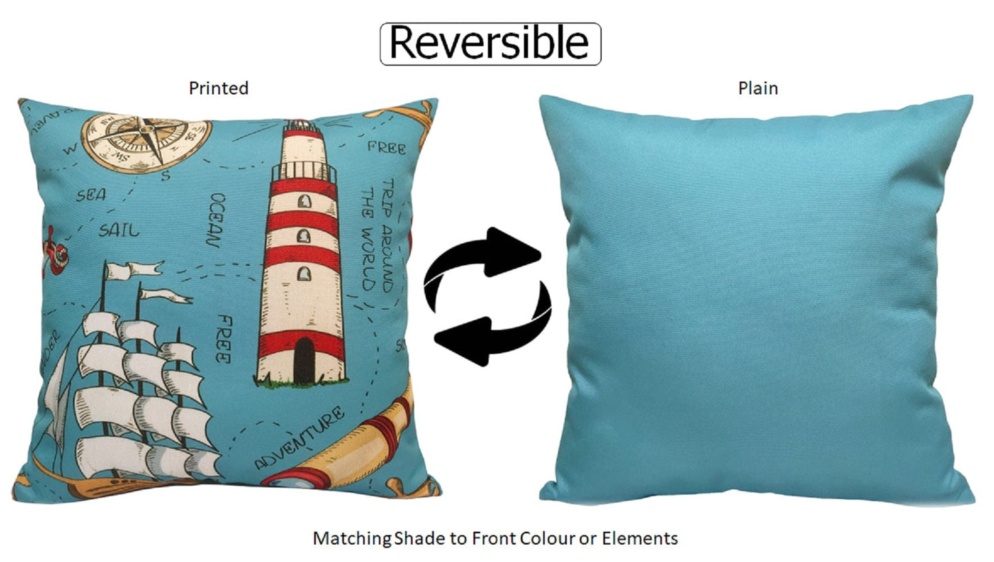 OLIVIA ROCCO Water Resistant 17 X 17 Inches Patio Garden Cushion Covers Seaside Coastal Style Indoor Outdoor Use Decorative