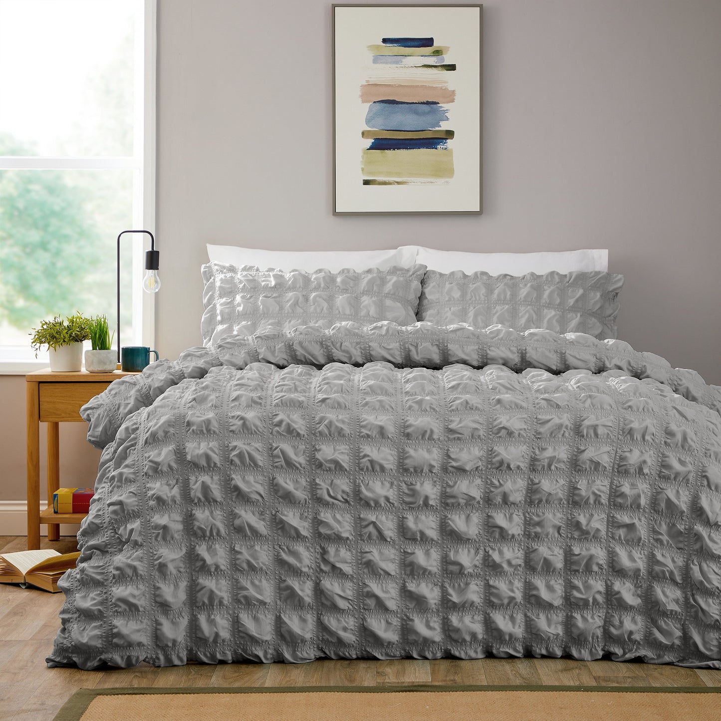 OLIVIA ROCCO Textured Pintuck Ruffles Pleated Microfibre Duvet Cover Set With Pillowcases Soft Breathable Easy Care Bedding