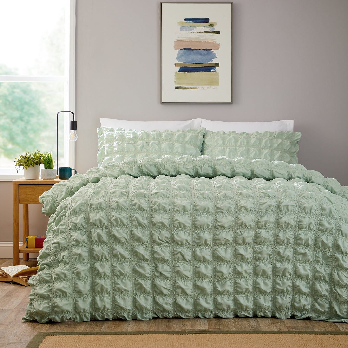OLIVIA ROCCO Textured Pintuck Ruffles Pleated Microfibre Duvet Cover Set With Pillowcases Soft Breathable Easy Care Bedding