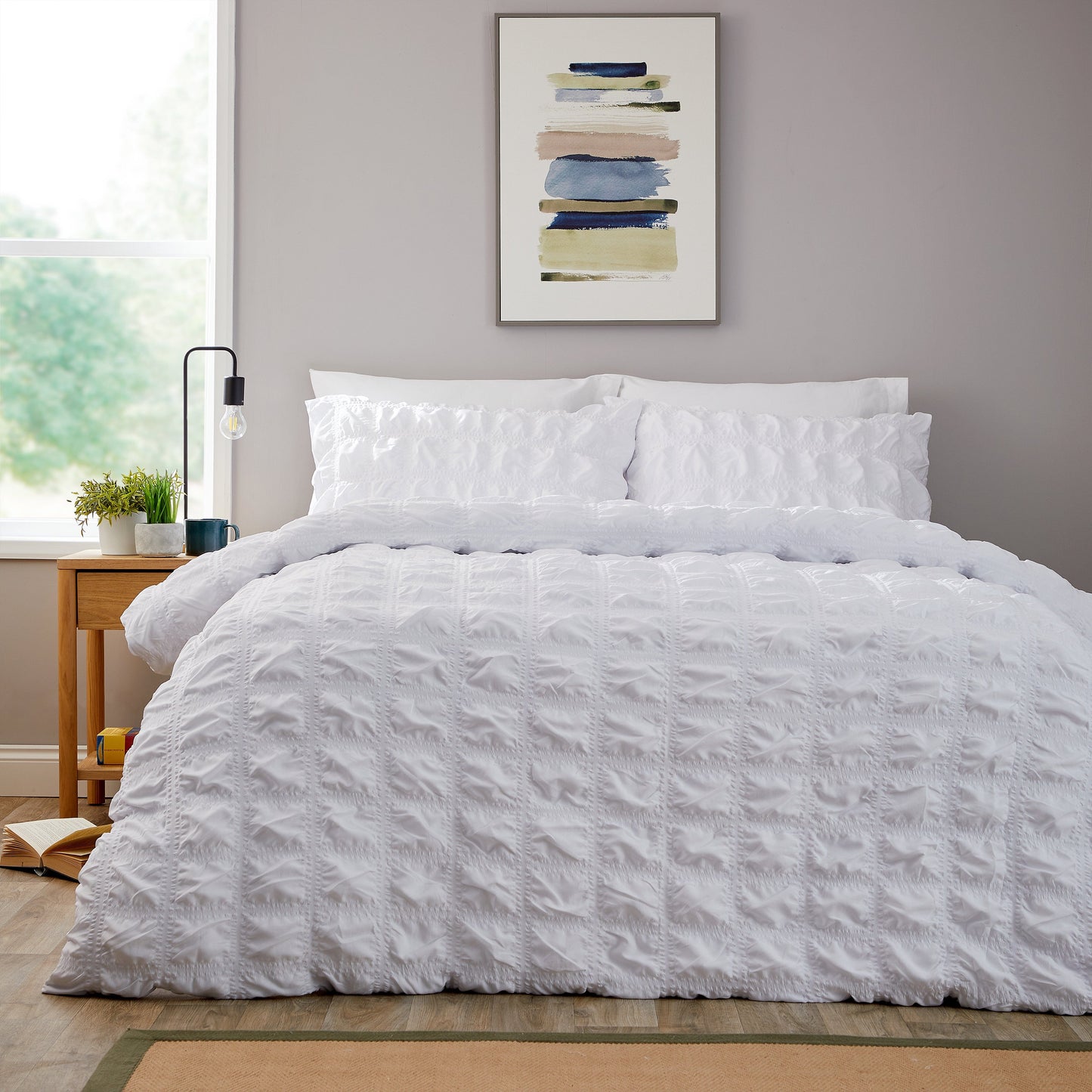 OLIVIA ROCCO Textured Pintuck Ruffles Pleated Microfibre Duvet Cover Set With Pillowcases Soft Breathable Easy Care Bedding