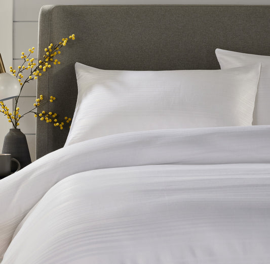 OLIVIA ROCCO Stripe Jacquard Reversible Cotton Blend Duvet Cover Set With Pillowcases, Eco Friendly Bedding In Multiple Sizes And Colours