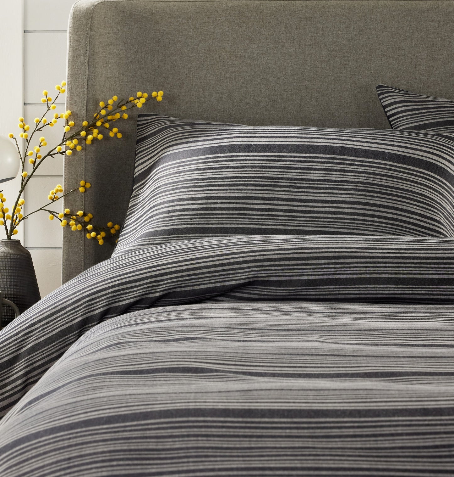 OLIVIA ROCCO Stripe Jacquard Reversible Cotton Blend Duvet Cover Set With Pillowcases, Eco Friendly Bedding In Multiple Sizes And Colours