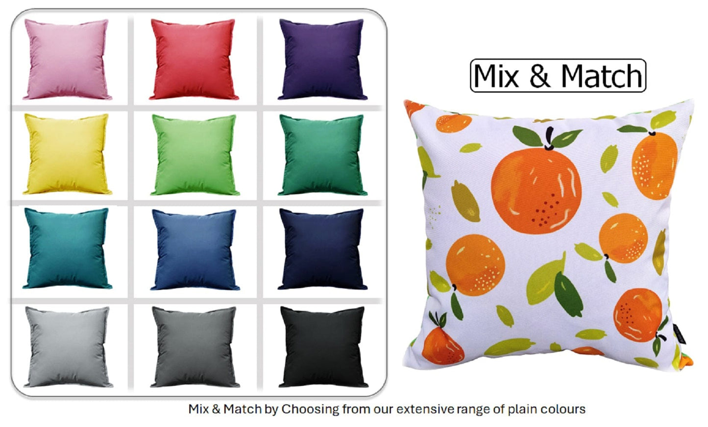 OLIVIA ROCCO Summer Fruits Waterproof Cushion Covers 43 x 43 cm Reversible Indoor Outdoor Patio Garden Decor Breathable Outdoor Cover