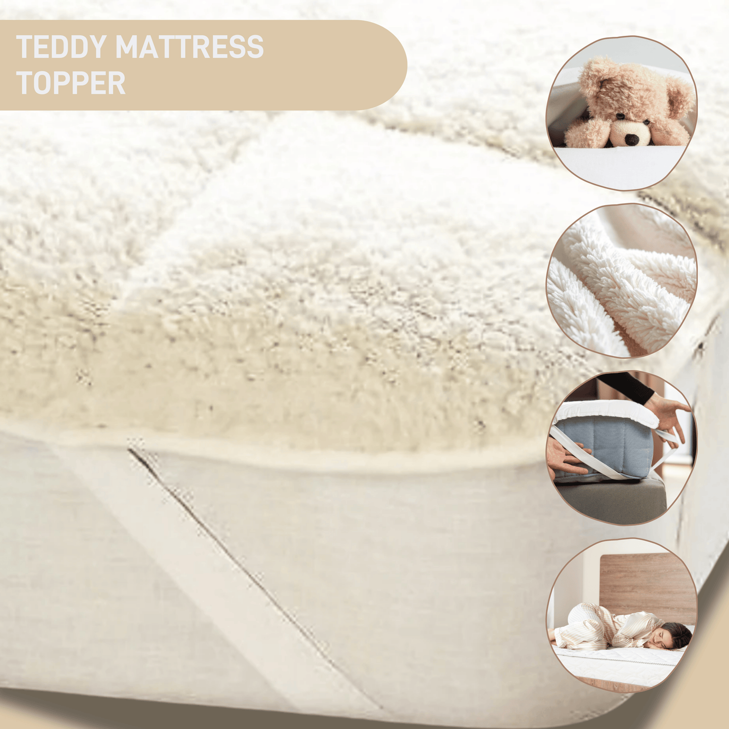 OLIVIA ROCCO Mattress Topper Supreme Comfort Extra Deep Dual Sided Fluffy Teddy OEKO-TEX Certified Fits Single Double King Super King