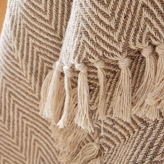 OLIVIA ROCCO Tangier Recycled Cotton Throw Blanket With Decorative Tassels Lightweight Cozy Eco Friendly For Sofa Bed Chair