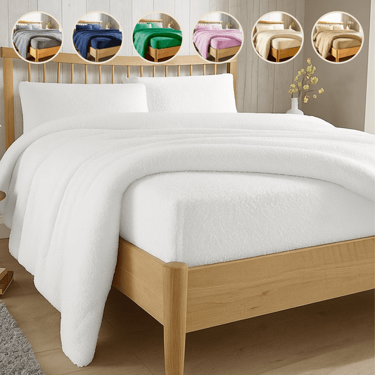 OLIVIA ROCCO Teddy Fleece Extra Deep Fitted Sheet Plush Soft Winter Bedding Snug Elastic Edges Multiple Sizes And Colors