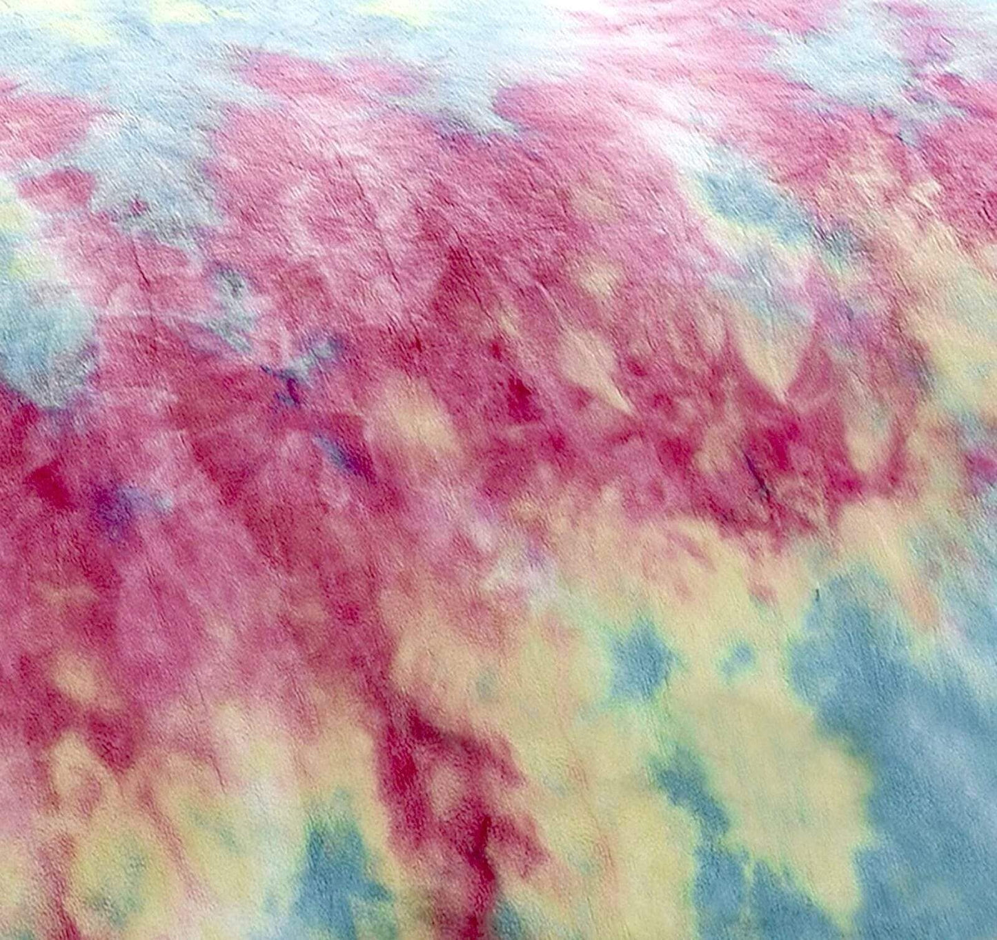 OLIVIA ROCCO Tie Dye Rainbow Teddy Fleece Duvet Set for Kids Reversible Bedding with Cushion and Throw Single and Double
