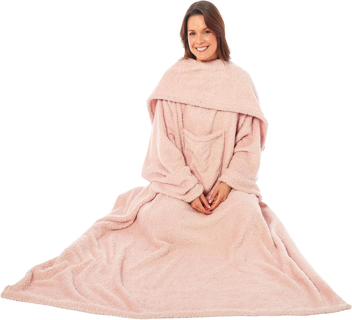 OLIVIA ROCCO Wearable TV Blanket With Sleeves And Pocket Ultra Soft Fleece 140x183 cm Multiple Colors For Lounging And Reading