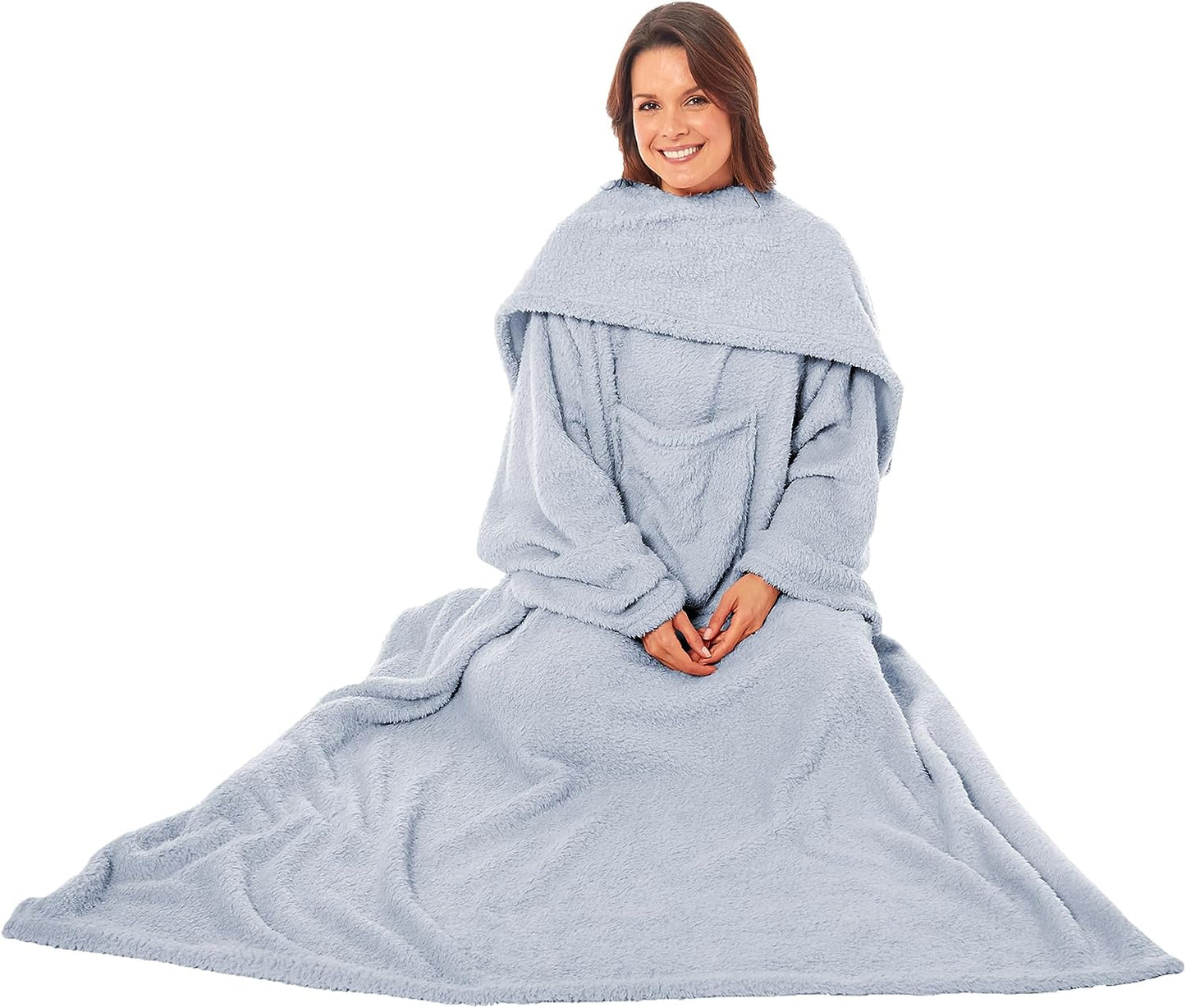 OLIVIA ROCCO Wearable TV Blanket With Sleeves And Pocket Ultra Soft Fleece 140x183 cm Multiple Colors For Lounging And Reading