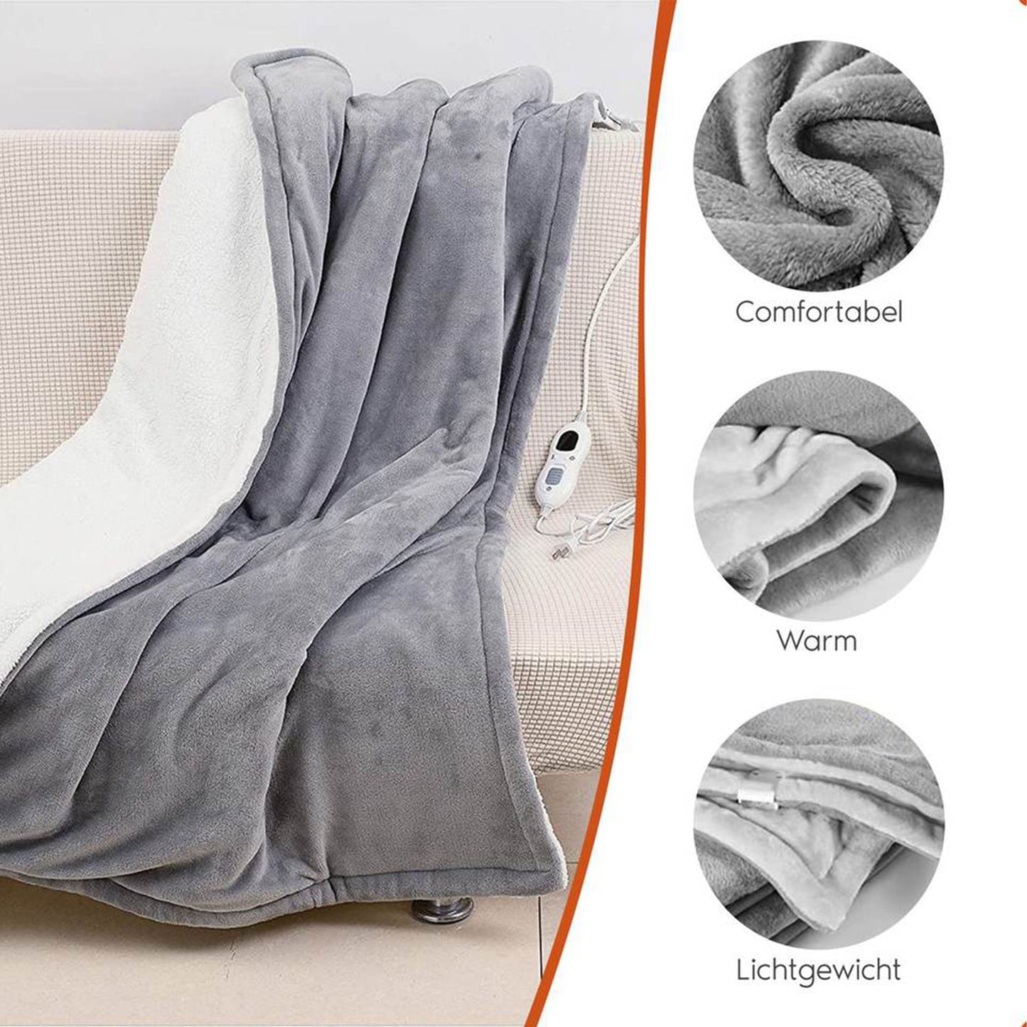 OLIVIA ROCCO Double Layer Electric Heated Throw Blanket Grey With Adjustable Heat Settings And Overheat Protection For Home Use