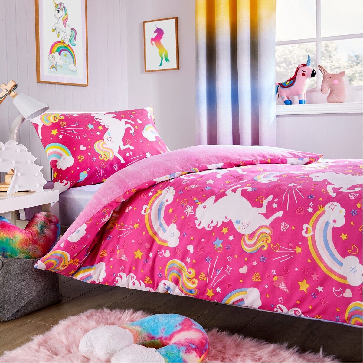 OLIVIA ROCCO Unicorn Rainbow Kids Duvet Set 100% Microfibre Soft Comfort For Children Single And Double Sizes Designed In England